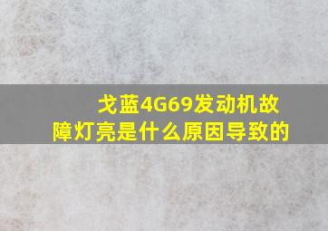 戈蓝4G69发动机故障灯亮是什么原因导致的