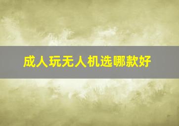 成人玩无人机选哪款好