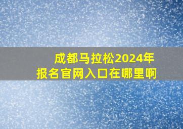 成都马拉松2024年报名官网入口在哪里啊