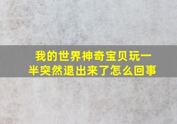 我的世界神奇宝贝玩一半突然退出来了怎么回事