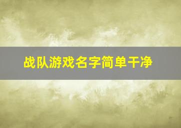 战队游戏名字简单干净