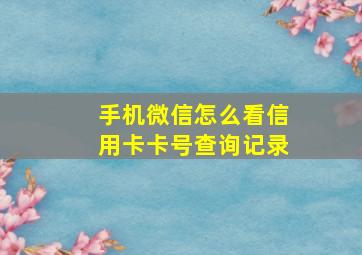 手机微信怎么看信用卡卡号查询记录