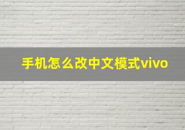 手机怎么改中文模式vivo