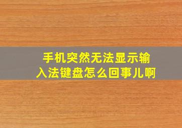 手机突然无法显示输入法键盘怎么回事儿啊