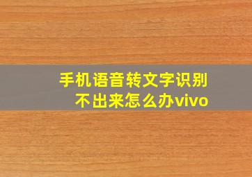 手机语音转文字识别不出来怎么办vivo