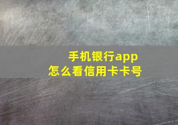 手机银行app怎么看信用卡卡号