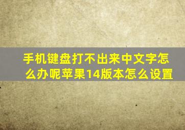 手机键盘打不出来中文字怎么办呢苹果14版本怎么设置