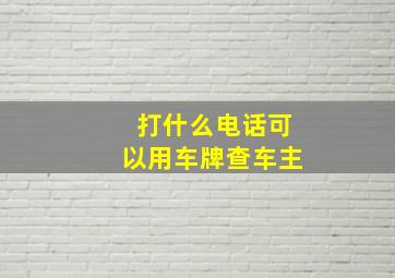 打什么电话可以用车牌查车主