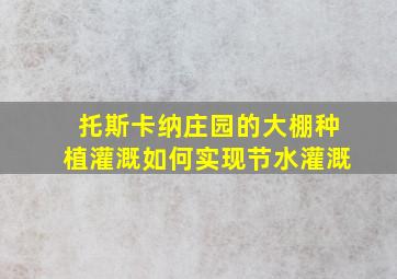 托斯卡纳庄园的大棚种植灌溉如何实现节水灌溉