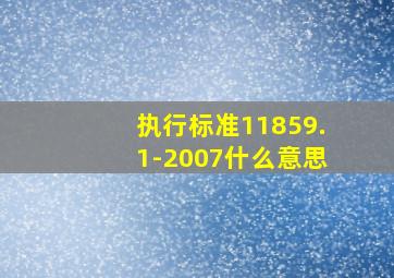 执行标准11859.1-2007什么意思