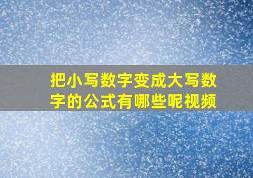 把小写数字变成大写数字的公式有哪些呢视频