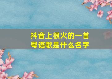 抖音上很火的一首粤语歌是什么名字