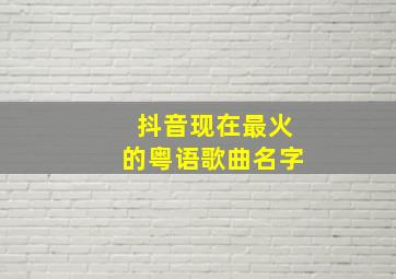 抖音现在最火的粤语歌曲名字