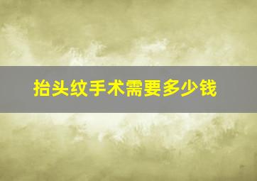 抬头纹手术需要多少钱