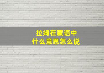 拉姆在藏语中什么意思怎么说