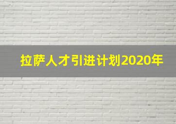 拉萨人才引进计划2020年