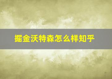 掘金沃特森怎么样知乎