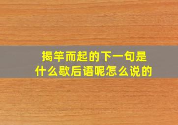 揭竿而起的下一句是什么歇后语呢怎么说的