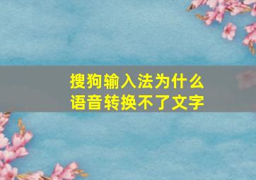 搜狗输入法为什么语音转换不了文字