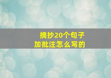 摘抄20个句子加批注怎么写的