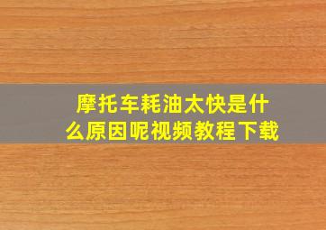 摩托车耗油太快是什么原因呢视频教程下载