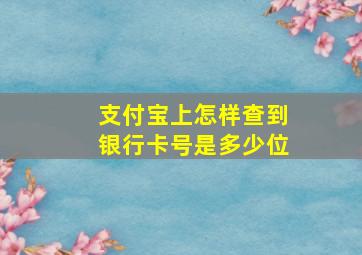 支付宝上怎样查到银行卡号是多少位