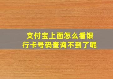 支付宝上面怎么看银行卡号码查询不到了呢