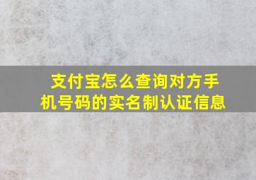 支付宝怎么查询对方手机号码的实名制认证信息