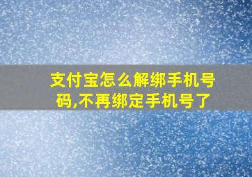 支付宝怎么解绑手机号码,不再绑定手机号了