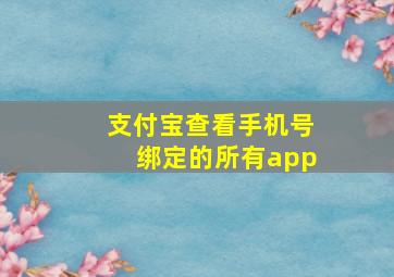 支付宝查看手机号绑定的所有app