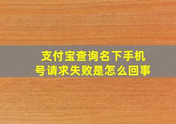 支付宝查询名下手机号请求失败是怎么回事