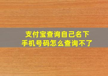 支付宝查询自己名下手机号码怎么查询不了