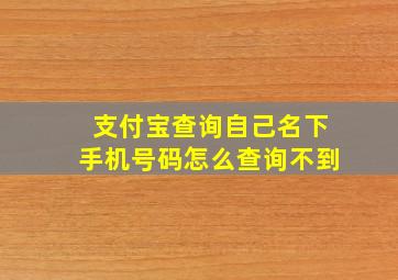 支付宝查询自己名下手机号码怎么查询不到