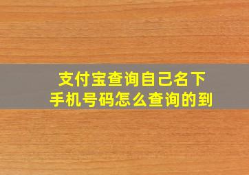 支付宝查询自己名下手机号码怎么查询的到