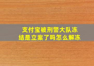 支付宝被刑警大队冻结是立案了吗怎么解冻