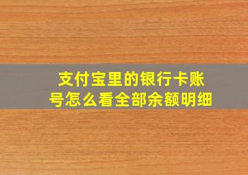 支付宝里的银行卡账号怎么看全部余额明细