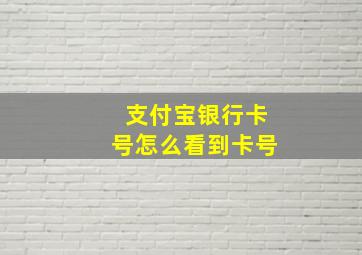 支付宝银行卡号怎么看到卡号