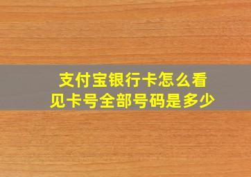 支付宝银行卡怎么看见卡号全部号码是多少