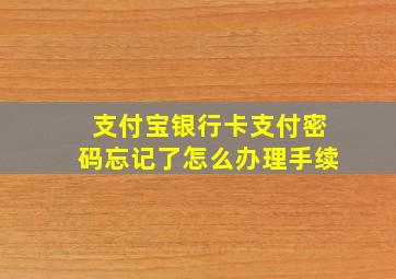 支付宝银行卡支付密码忘记了怎么办理手续