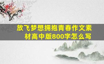 放飞梦想拥抱青春作文素材高中版800字怎么写