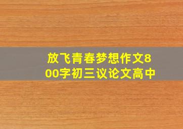 放飞青春梦想作文800字初三议论文高中