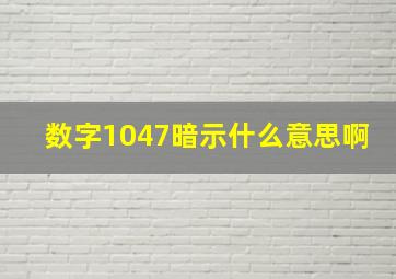 数字1047暗示什么意思啊