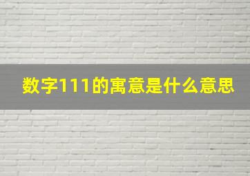 数字111的寓意是什么意思