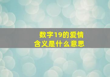 数字19的爱情含义是什么意思