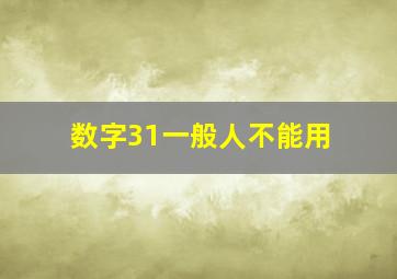 数字31一般人不能用