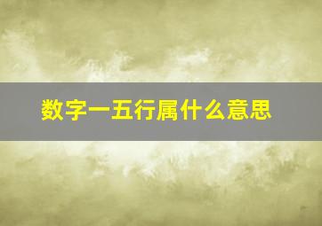 数字一五行属什么意思