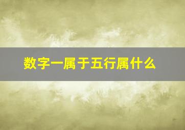 数字一属于五行属什么