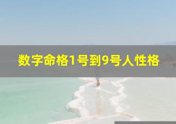 数字命格1号到9号人性格