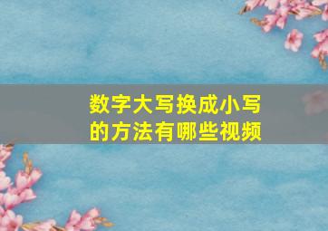 数字大写换成小写的方法有哪些视频