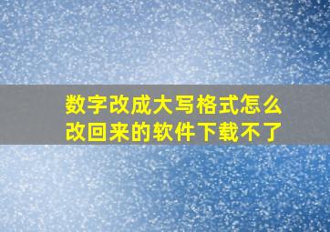 数字改成大写格式怎么改回来的软件下载不了